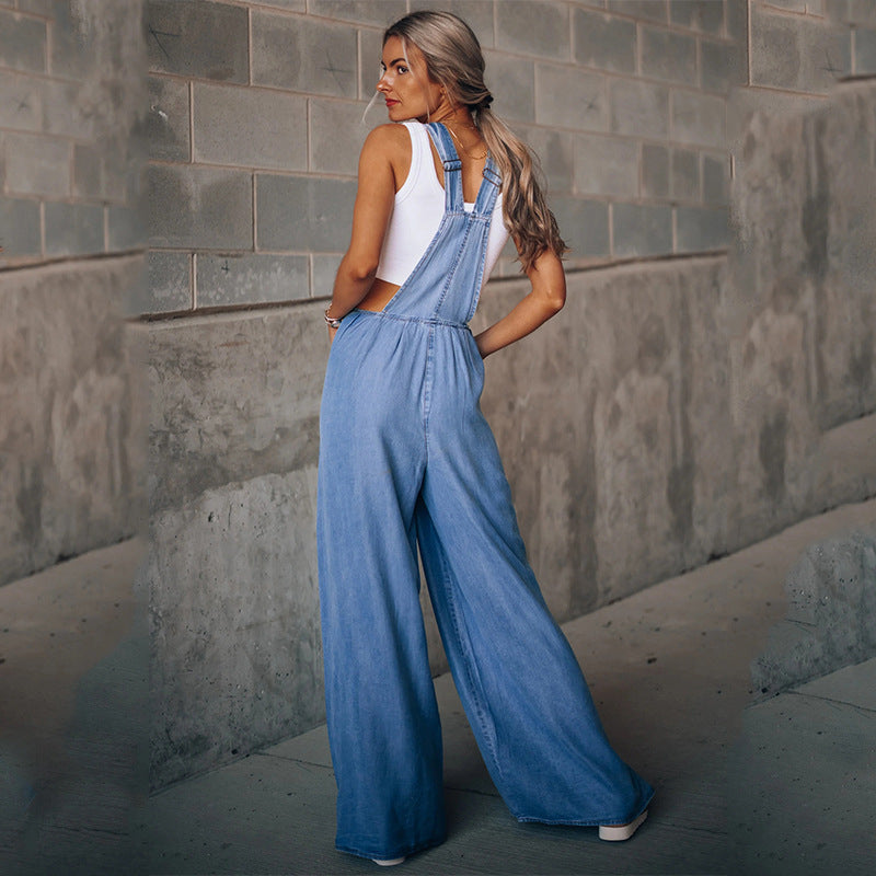 Monique - Wijde Denim Jumpsuit