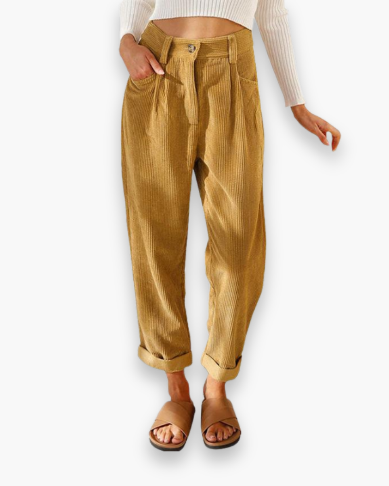 Chantal - Losvallende Linnen Broek Hoge Taille Dames
