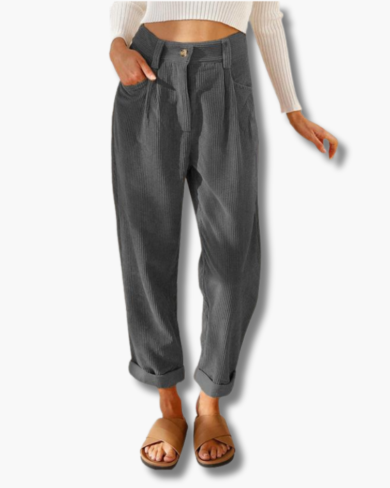 Chantal - Losvallende Linnen Broek Hoge Taille Dames