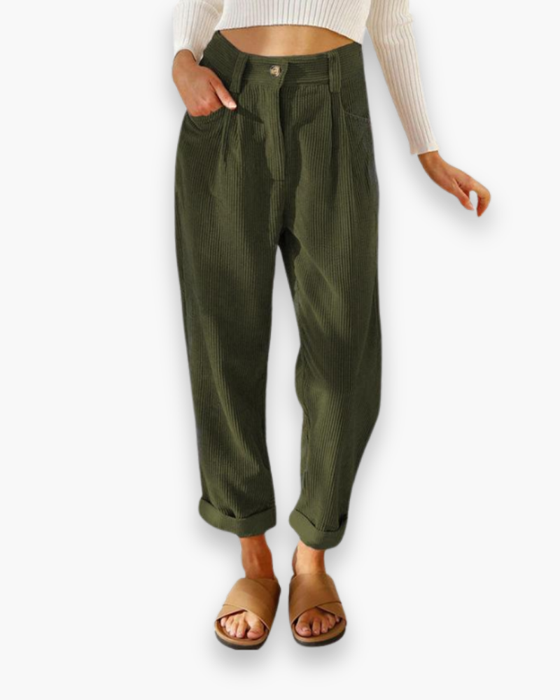 Chantal - Losvallende Linnen Broek Hoge Taille Dames