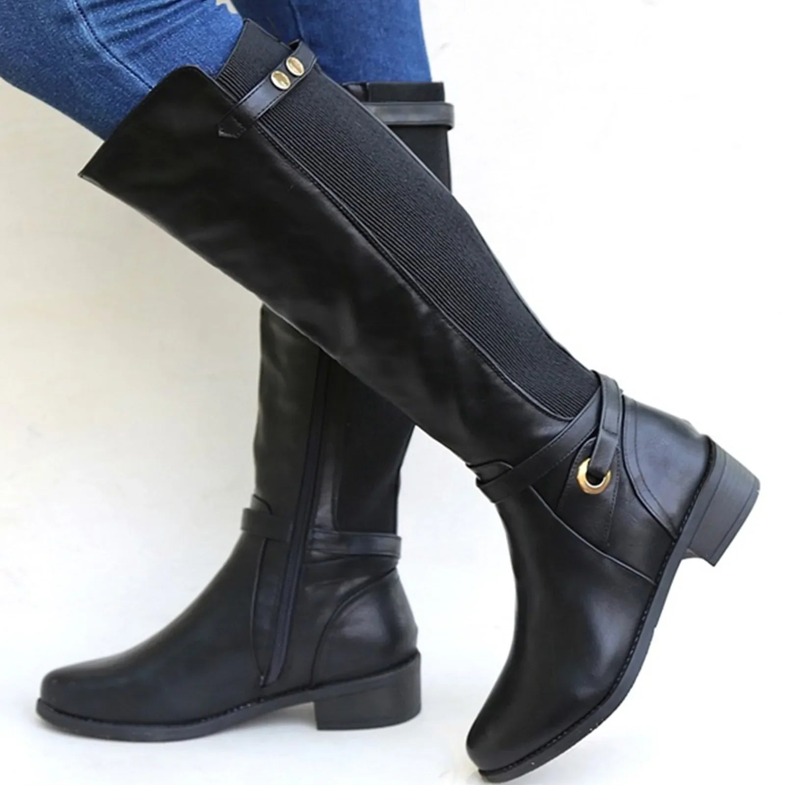 Simone - Elegante Leren Laarzen Met Hak Dames