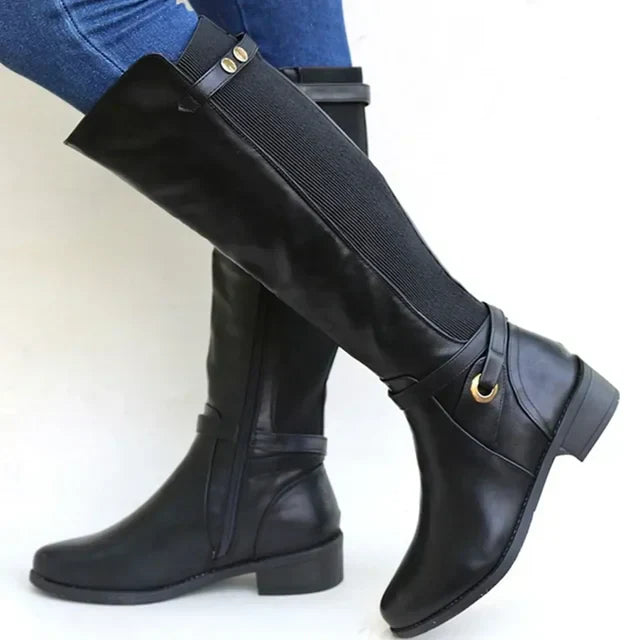 Simone - Elegante Leren Laarzen Met Hak Dames