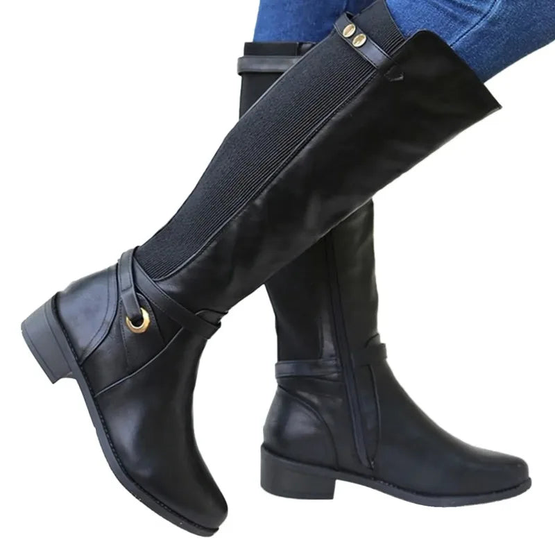 Simone - Elegante Leren Laarzen Met Hak Dames