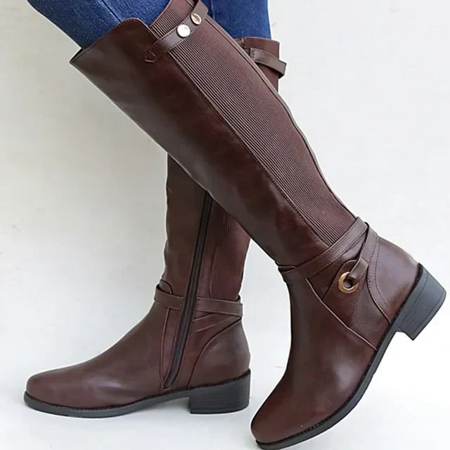 Simone - Elegante Leren Laarzen Met Hak Dames