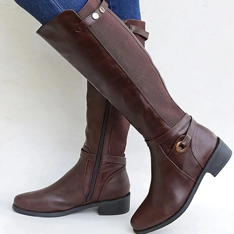 Simone - Elegante Leren Laarzen Met Hak Dames