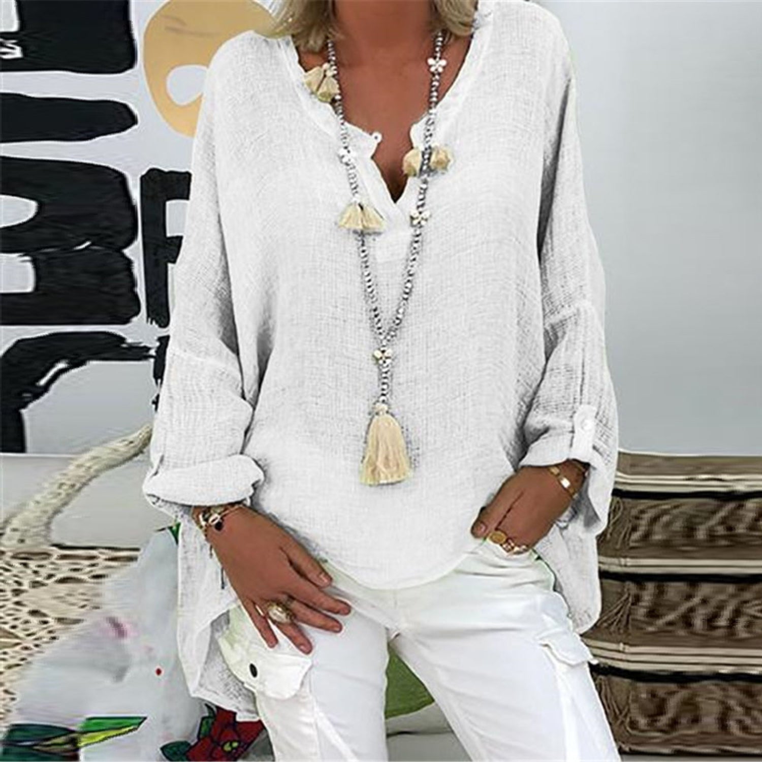 Inge - Stijlvolle Linnen Blouse Dames