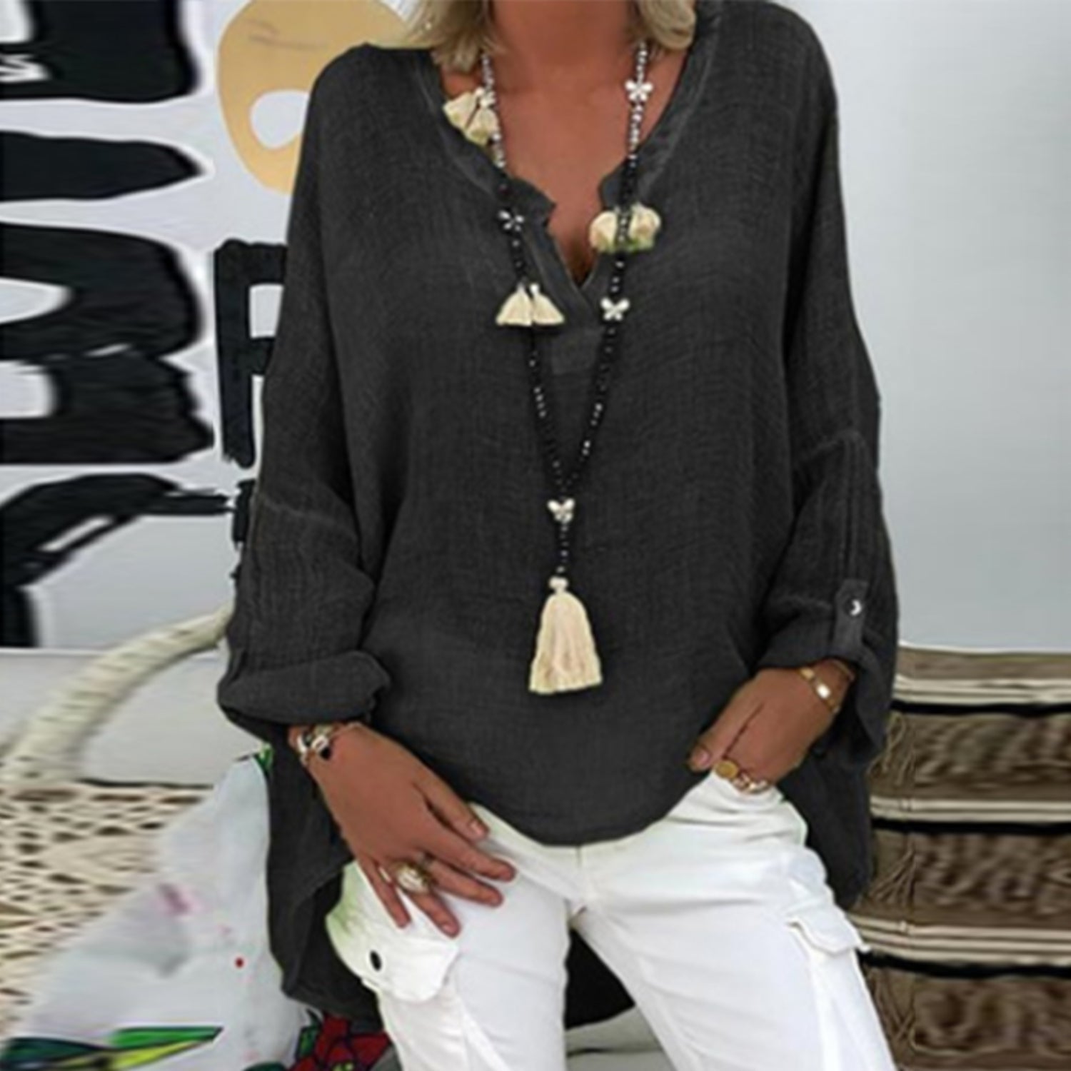 Inge - Stijlvolle Linnen Blouse Dames